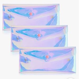 Holographic Makeup Bag Iridescent Pencil Pouch Clear Transparent Iridescent